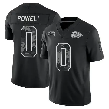 ＃0 Men's ShunDerrick Powell Black Limited Kansas City Chiefs 2026 Salute to Service Stitched Jersey