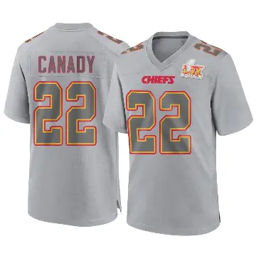 ＃22 Youth Jadon Canady Gray Game Kansas City Chiefs Atmosphere Fashion Super Bowl LIX Jersey