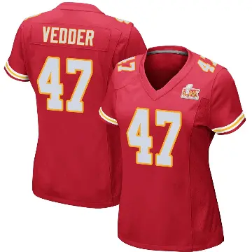 ＃47 Women's Zelmar Vedder Red Game Kansas City Chiefs Team Color Super Bowl LIX Jersey