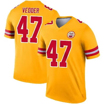 ＃47 Youth Zelmar Vedder Gold Legend Kansas City Chiefs Inverted Jersey
