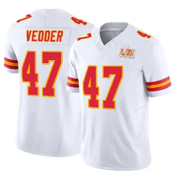 ＃47 Youth Zelmar Vedder White Limited Kansas City Chiefs Vapor F.U.S.E. Super Bowl LIX Jersey