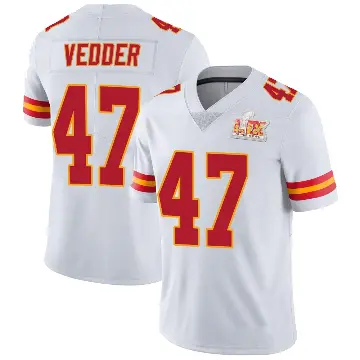 ＃47 Youth Zelmar Vedder White Limited Kansas City Chiefs Vapor Untouchable Super Bowl LIX Jersey